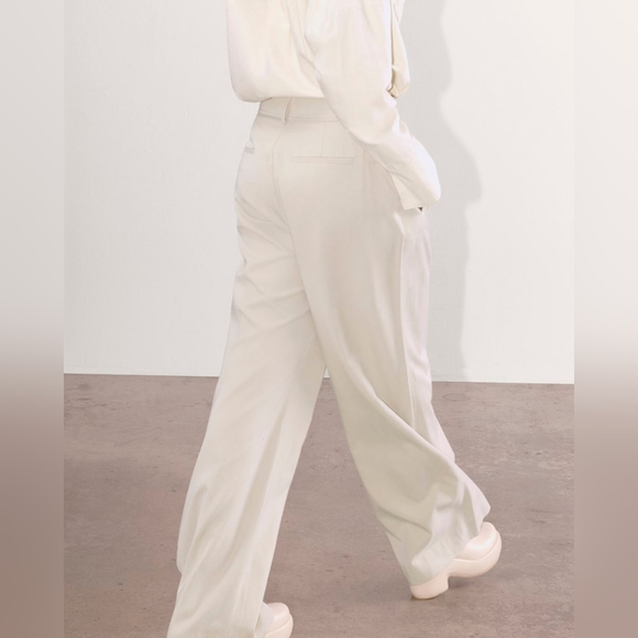 Everlane The Way High Wide Leg Drape Pleats Pants Size 4S - Picture 3 of 11